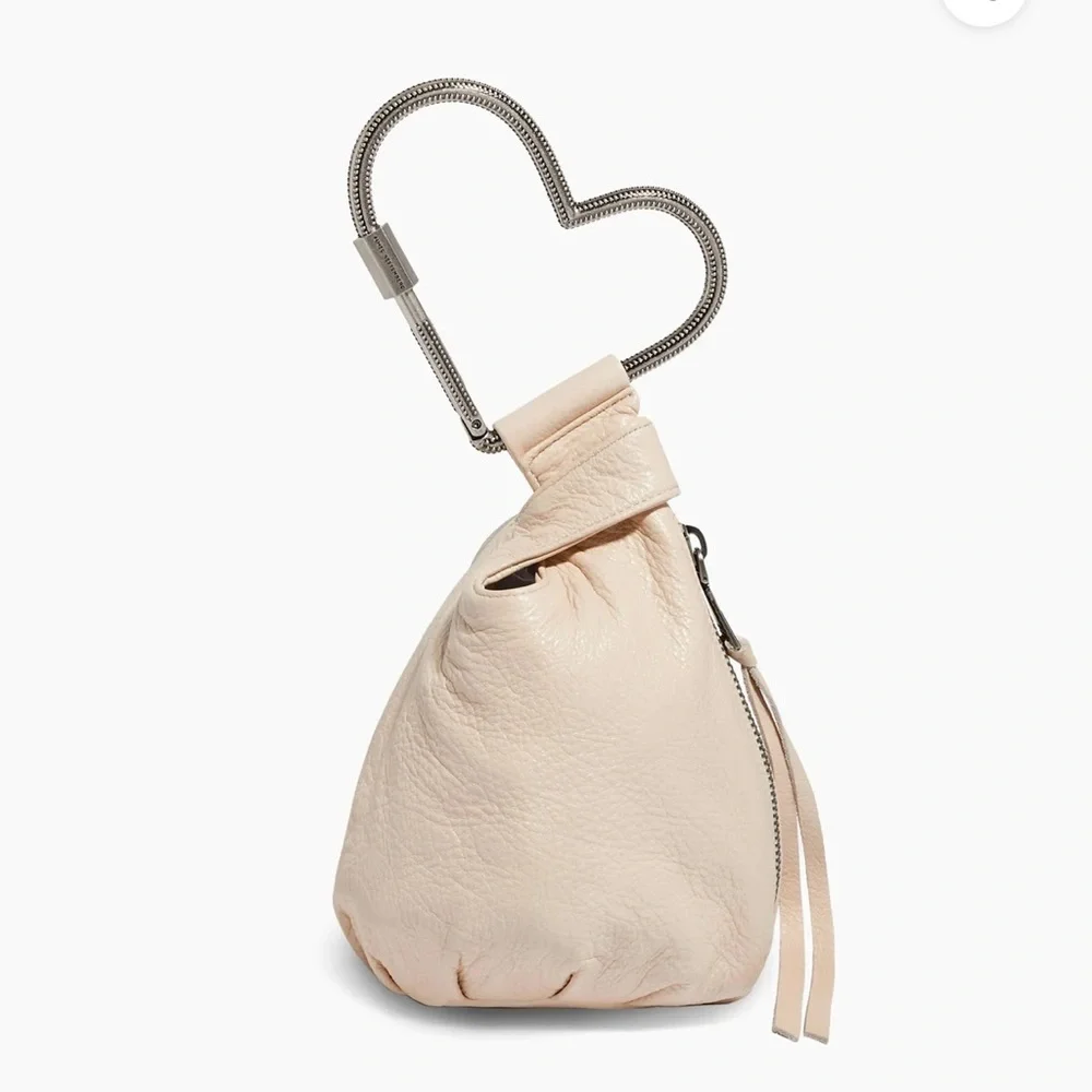 Aimee Kestenberg Beige Wristlet with Silver Heart Handle - Picture 1 of 12